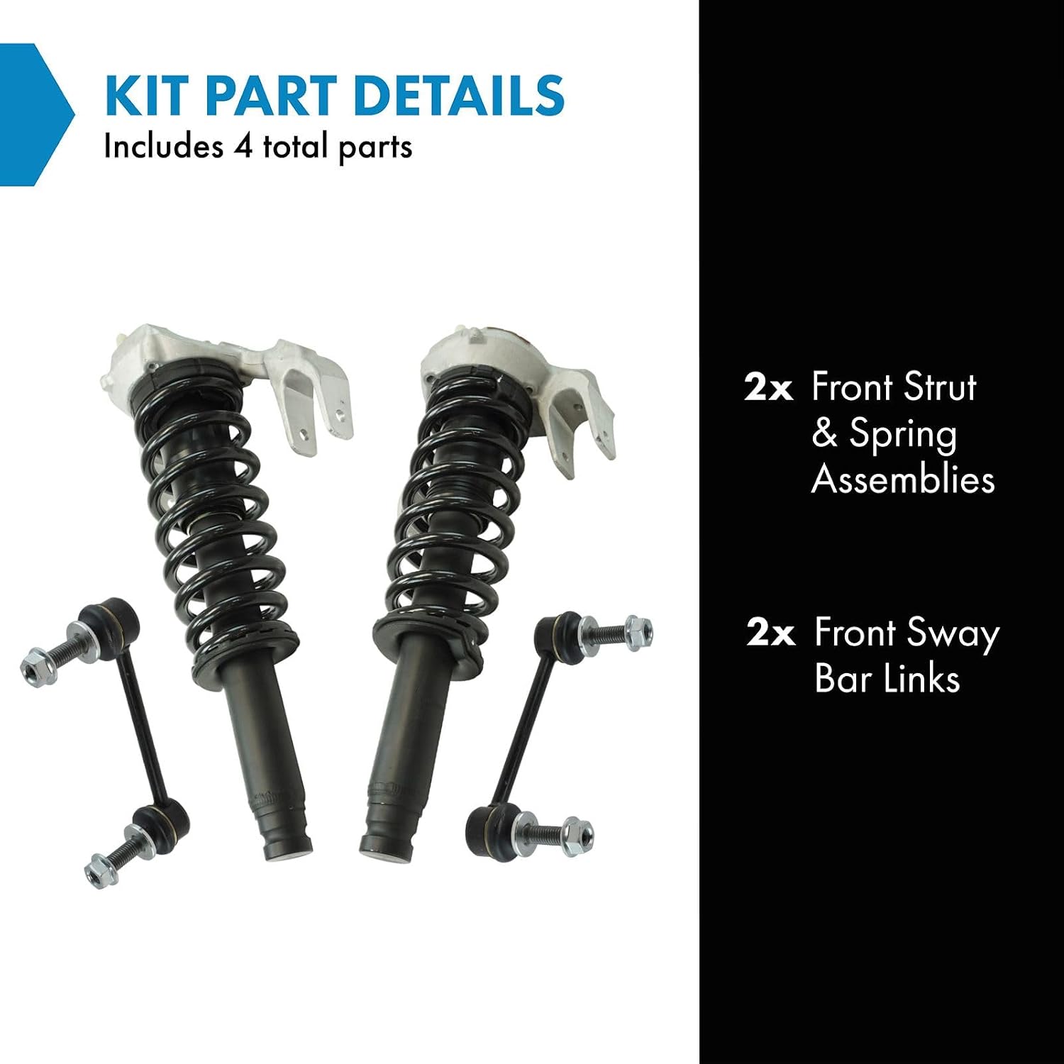 TRQ Front Suspension Kit Complete Strut & Coil Spring Assembly Sway Bar Stabilizer Link Compatible with 2008-2013 Cadillac CTS AWD All Wheel Drive
