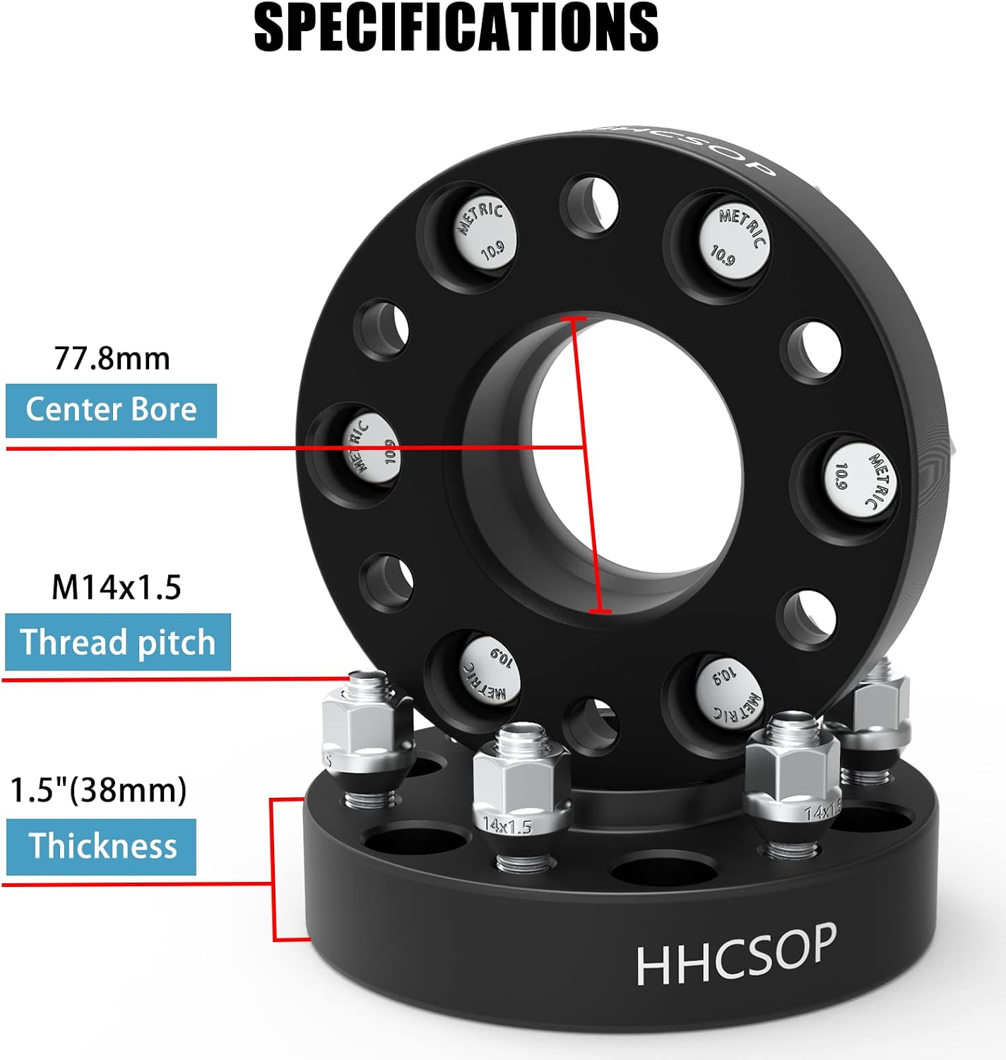 6x5.5 Wheel Spacers 1.5 inch Hub Bore 77.8mm M14x1.5 Studs 1.5' 6x139.7mm | Fits for 2019 2020 2021 2022 2023 Dodge Ram 1500 4PCS