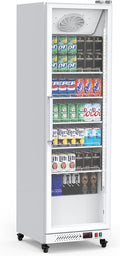 PeakPursuit Commercial Display Refrigerator, 12.4 Cu.Ft. Beverage Refrigerator Glass Door Beverage Cooler, Upright Merchandiser Cooler Display Fridge With LED Light and Adjustable Shelves