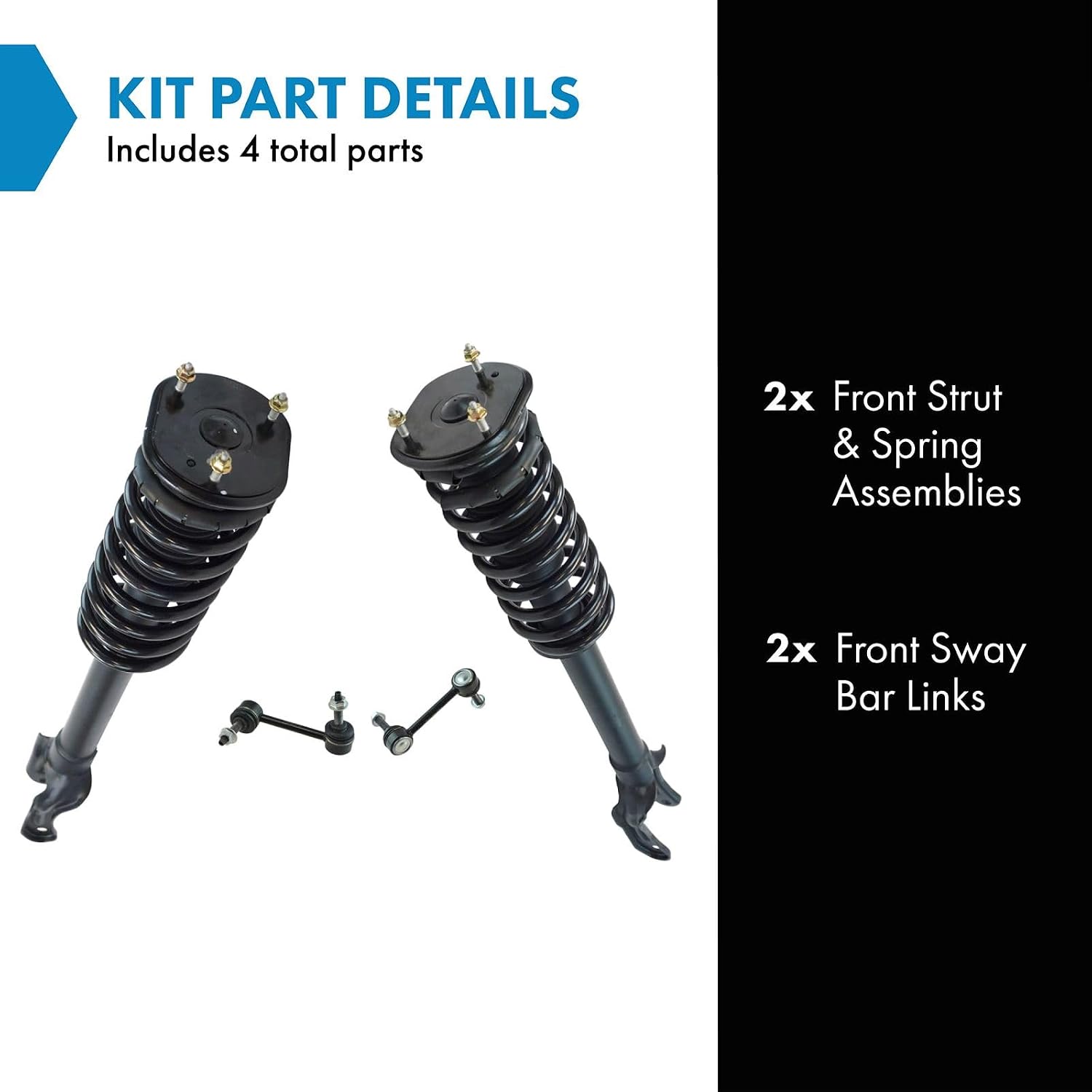 TRQ Front Suspension Kit Complete Strut & Coil Spring Assembly Sway Bar Stabilizer Link Compatible with 2011-2015 Jeep Grand Cherokee