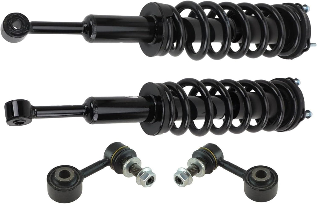 TRQ Front Suspension Kit Shock & Spring Strut Assembly Sway Bar Stabilizer Link Compatible with 2008-2022 Toyota Sequoia