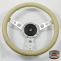 15' Polished Classic Tan Wrapped Steering Wheel 9 bolt with Horn Button
