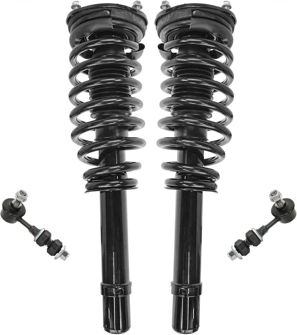 TRQ Front Suspension Kit Complete Strut & Coil Spring Assembly Sway Bar Stabilizer Link Compatible with 2000-2005 Hyundai Sonata 2001-2006 Kia Optima