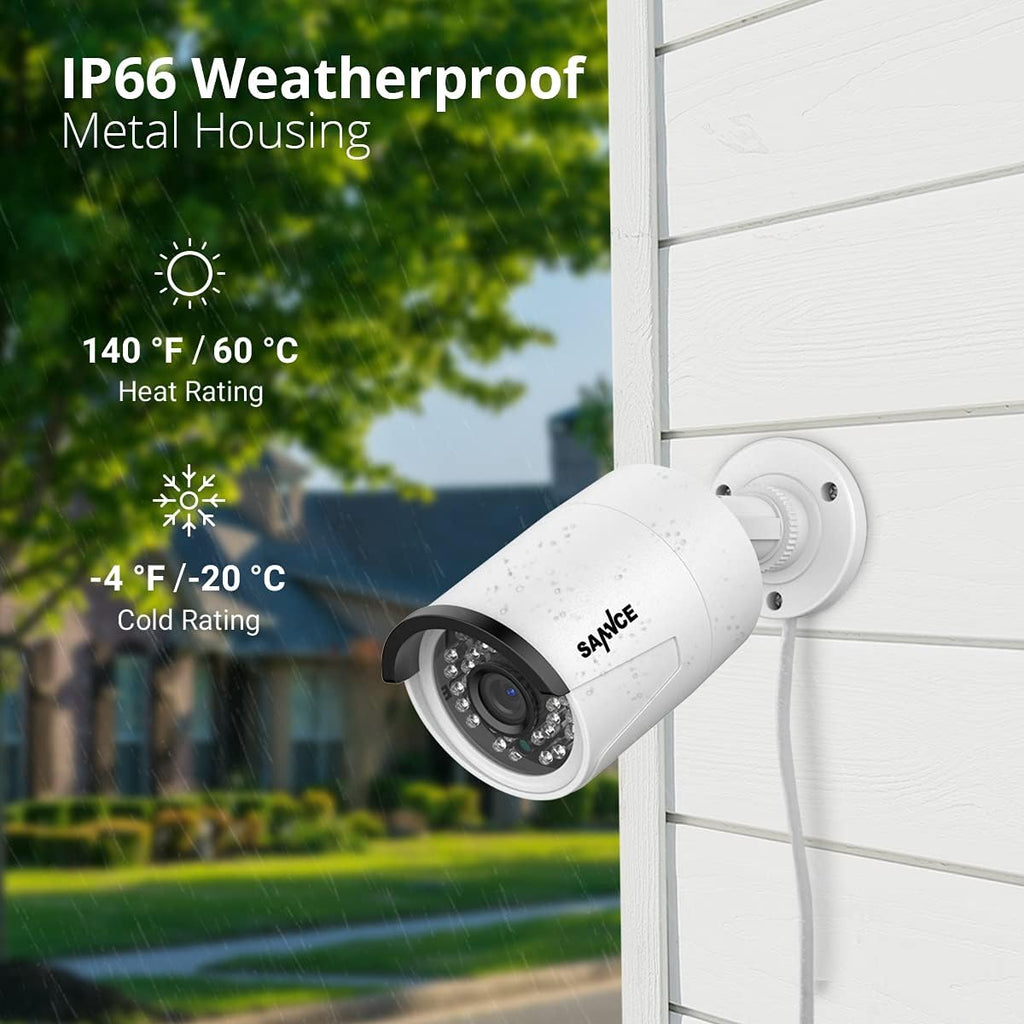 SANNCE 4K POE Security Camera System - 8CH 8MP NVR Recorder with 4PCS 5MP Outdoor Bullet Surveillance Cameras, Power Over Ethernet, Easy Mobile Access with APP Alert(No HDD)