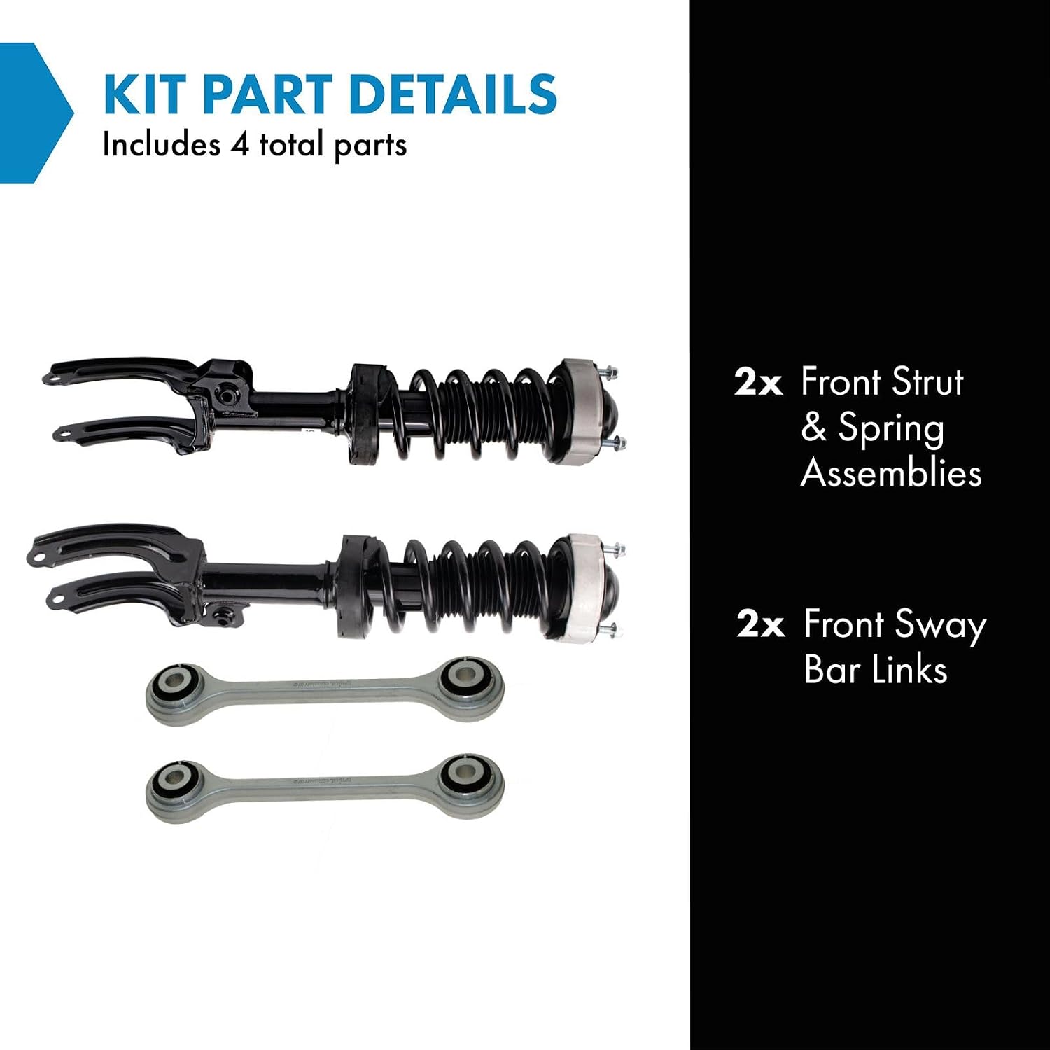 TRQ Front Suspension Kit Complete Strut & Coil Spring Assembly Sway Bar Stabilizer Link Compatible with 2011-2018 Porsche Cayenne