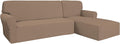 Easy-Going Stretch Sofa Slipcover 2 Pieces L-Shaped Sofa Cover Sectional Couch Cover for Living Room Jacquard Fabric Chaise Lounge Slipcover with Elastic Bottom for Dogs Kids Pets(X-Large,Camel)