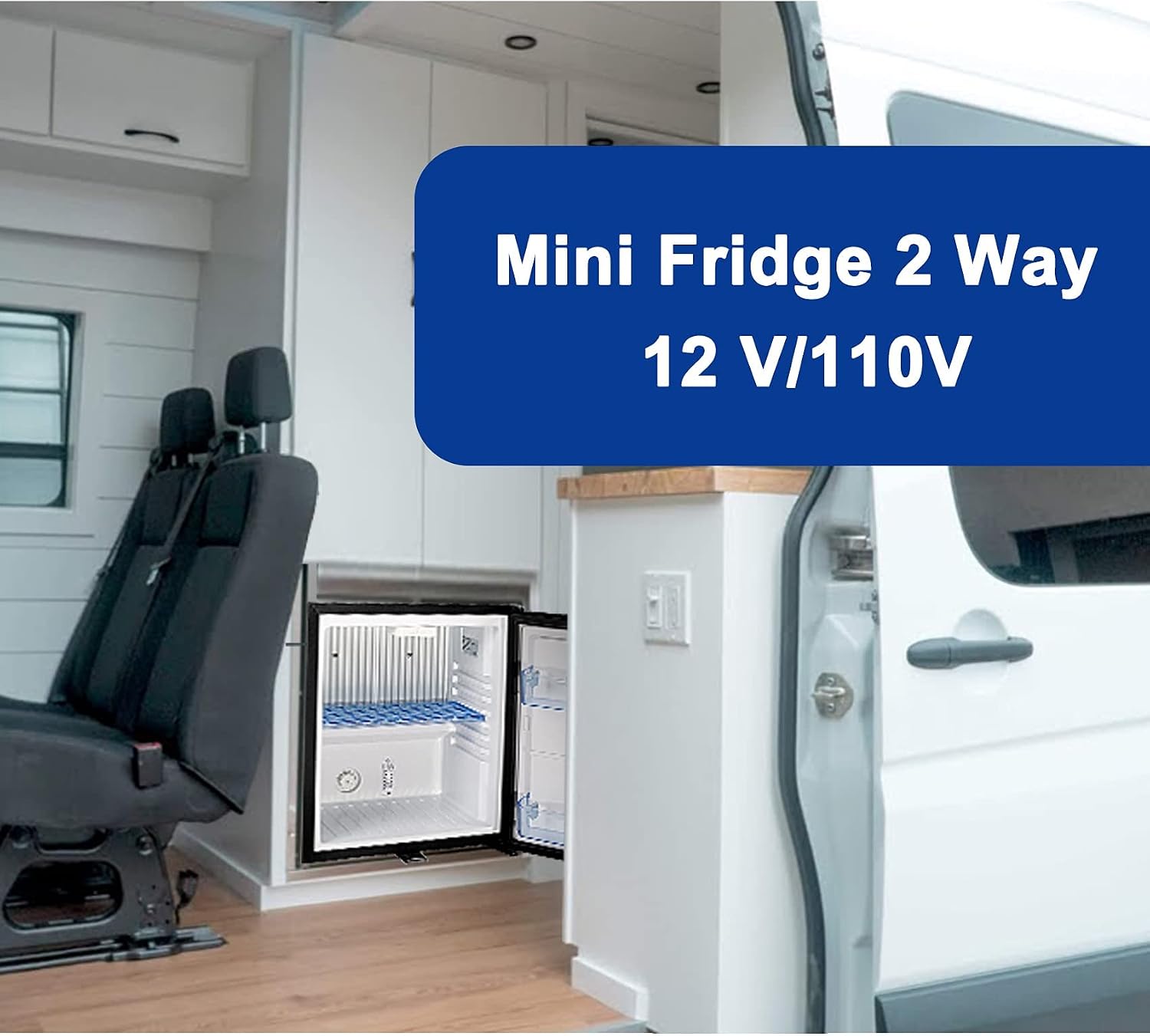 SMETA Mini Fridge 110V/12V DC Compact Refrigerator with Lock RV Truck Caravan Campervan Beverage Car Small Fridge with Lock, Reversible Door, Upright Deep Cooler Fridge 1.1 Cu.Ft