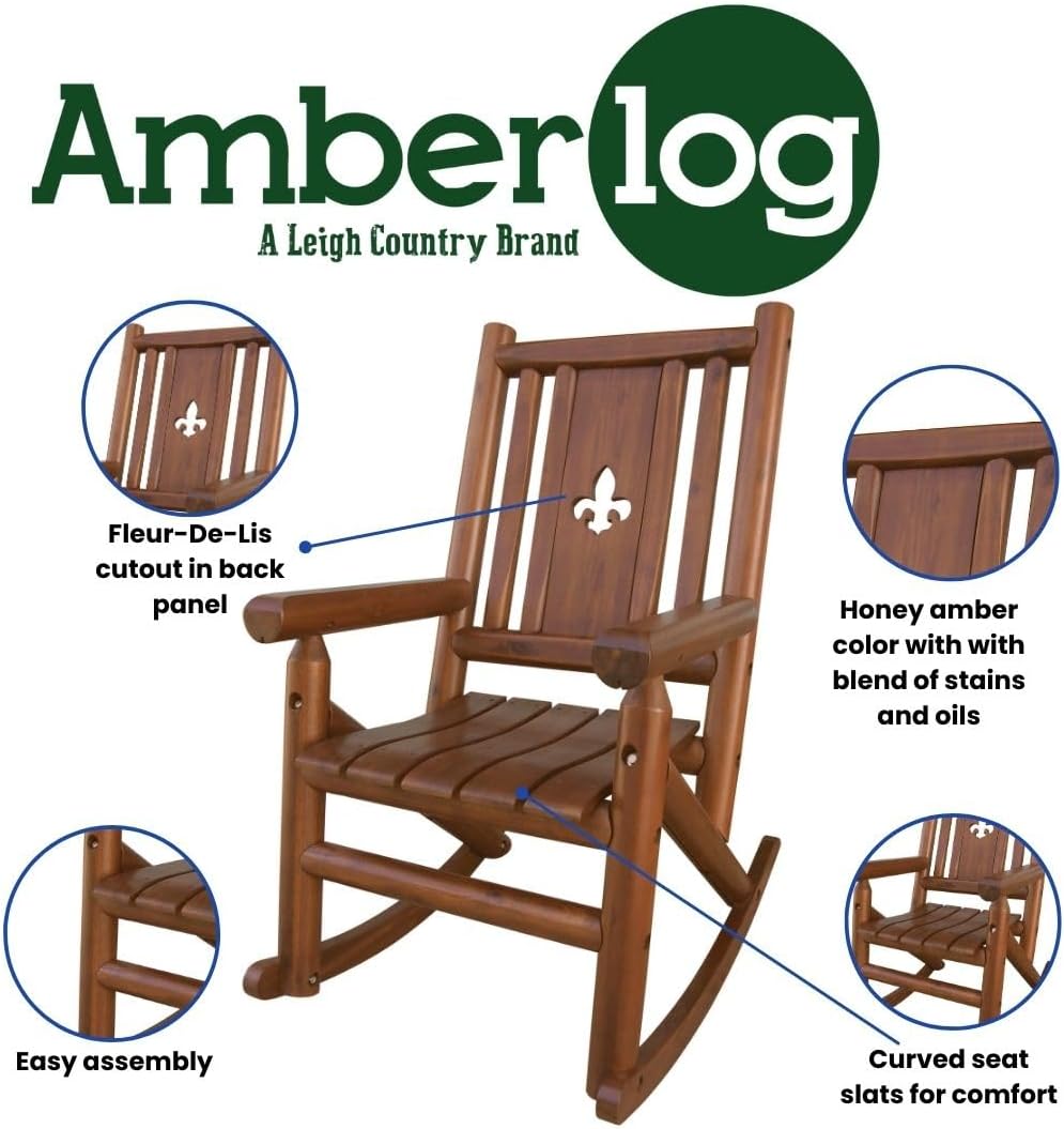 Leigh Country Amberlog Single Rocker with Fleur-De-Lis Cutout