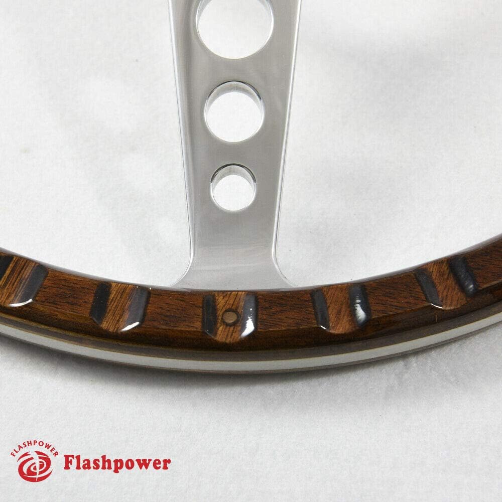 14'' Classic wooden steering wheel 9 bolt Custom Mustang Shelby AC Cobra 9 Rivets with Horn Button