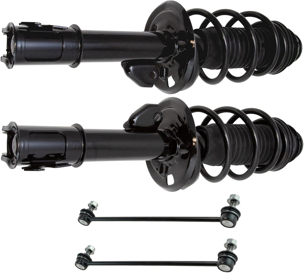 TRQ Front Suspension Kit Complete Strut & Coil Spring Assembly Sway Bar Stabilizer Link Compatible with 2012-2015 Toyota Yaris