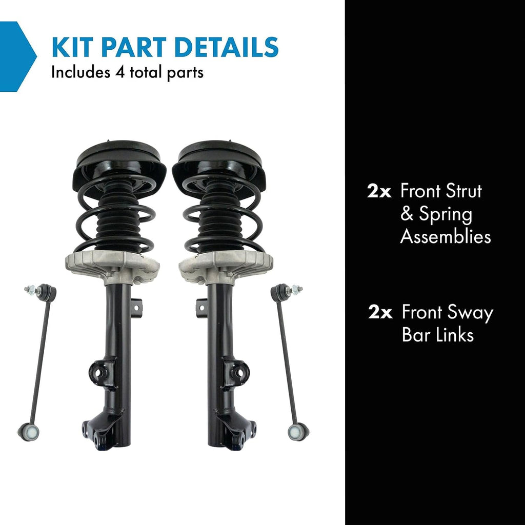 TRQ Front Suspension Kit Complete Strut & Coil Spring Assembly Sway Bar Stabilizer Link Compatible with 2002-2007 Mercedes-Benz C230 2001-2005 C240 2006-2007 C280 C320 C350