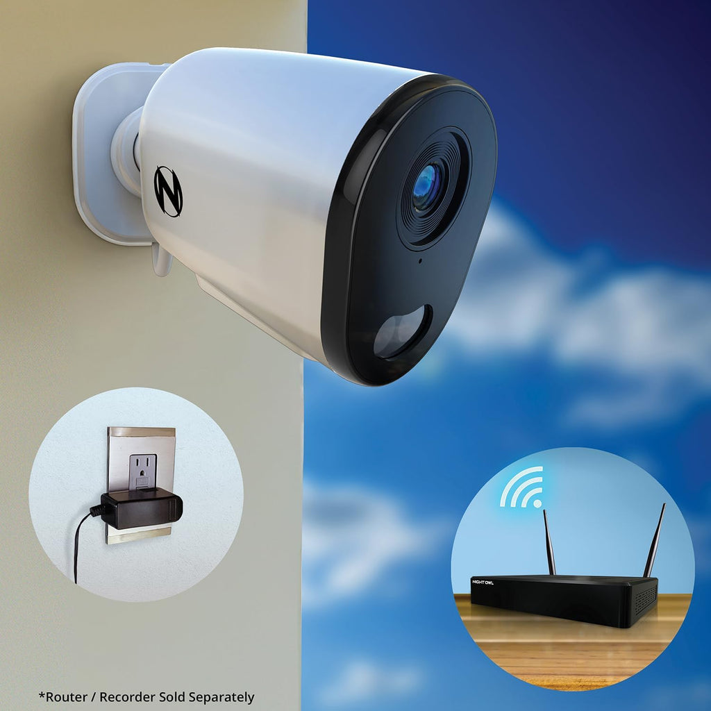 Night Owl Plug-in Wireless 4K HD Indoor/Outdoor Deterrence Camera with 2-Way Audio (2 Camera)