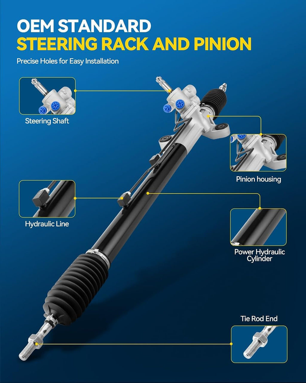 PHILTOP Hydraulic Power Steering Rack & Pinion Kit for 2003 2004 2005 2006 2007 Accord 2.4L, with Outer Tie Rod Ends, Replace# 26-2703
