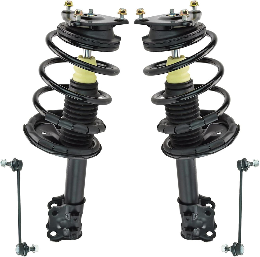 TRQ Front Suspension Kit Complete Strut & Coil Spring Assembly Sway Bar Stabilizer Link Compatible with 2007-2010 Hyundai Elantra