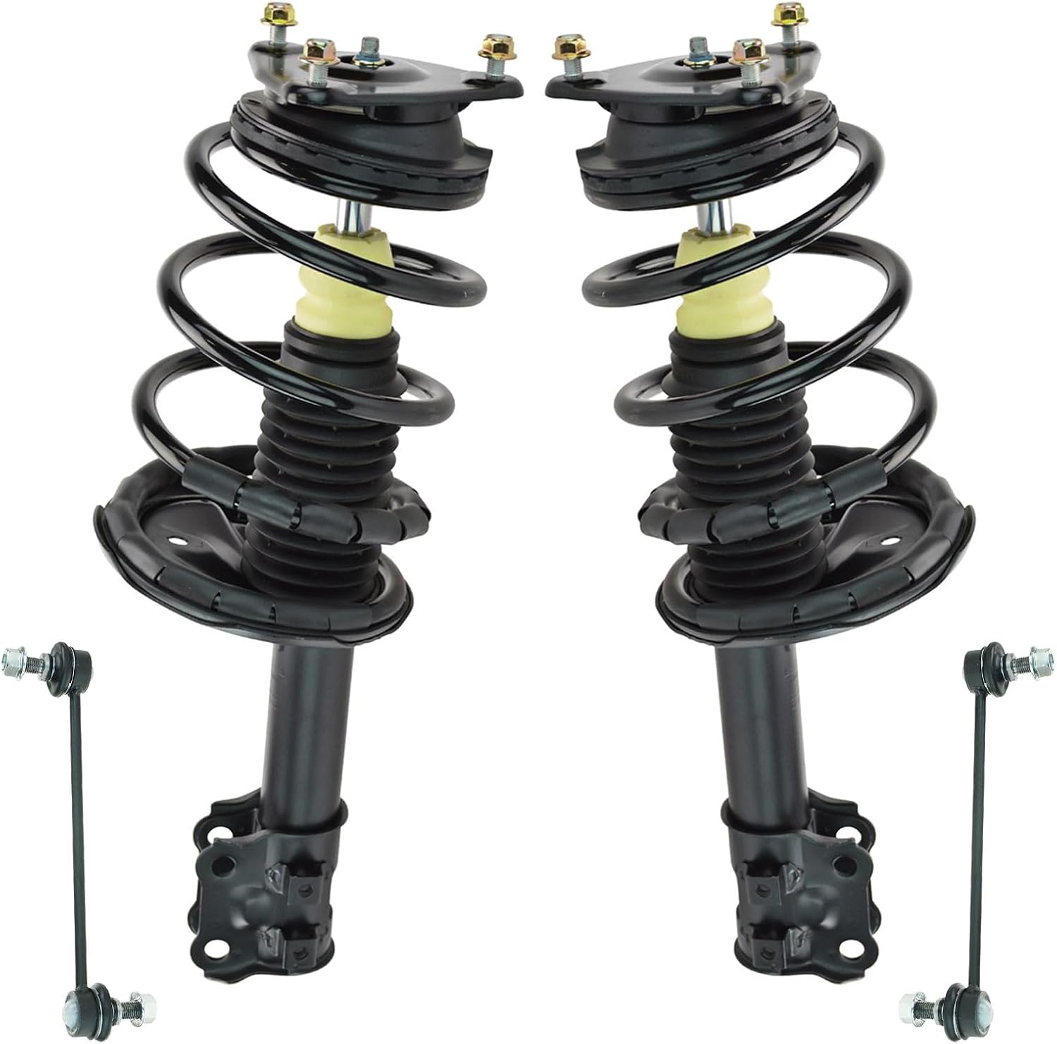 TRQ Front Suspension Kit Complete Strut & Coil Spring Assembly Sway Bar Stabilizer Link Compatible with 2007-2010 Hyundai Elantra
