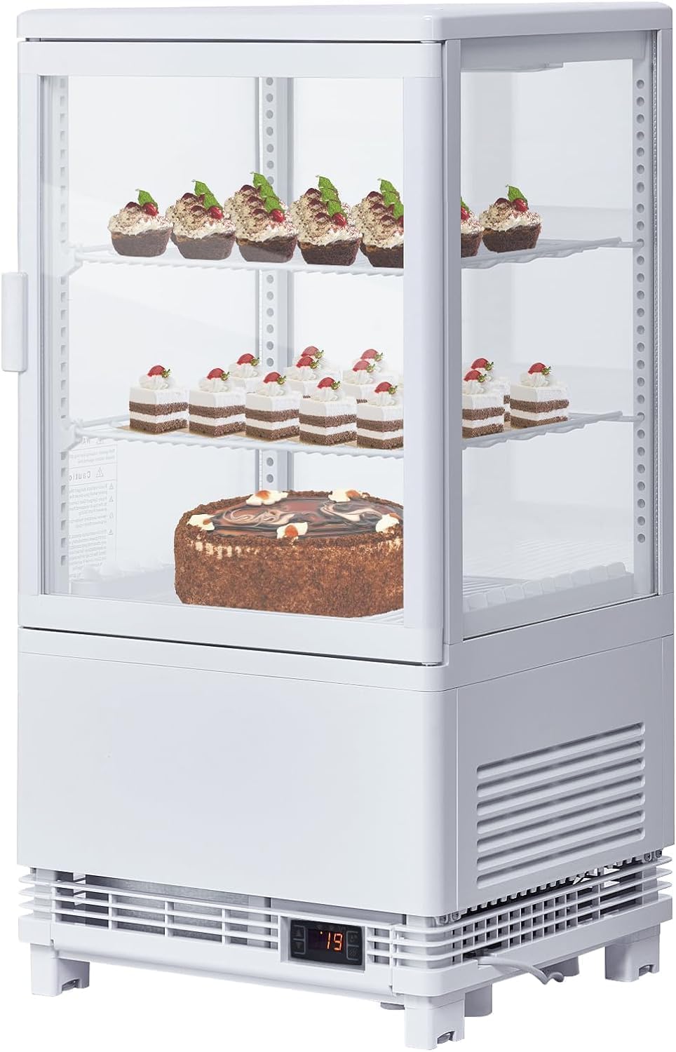 Commercial Beverage Refrigerator, Upright Beverage Display Refrigerator with Double Glass Door and Adjustable Shelves, Refrigerated Beverage Cooler for Restaurants, Bars, Shops