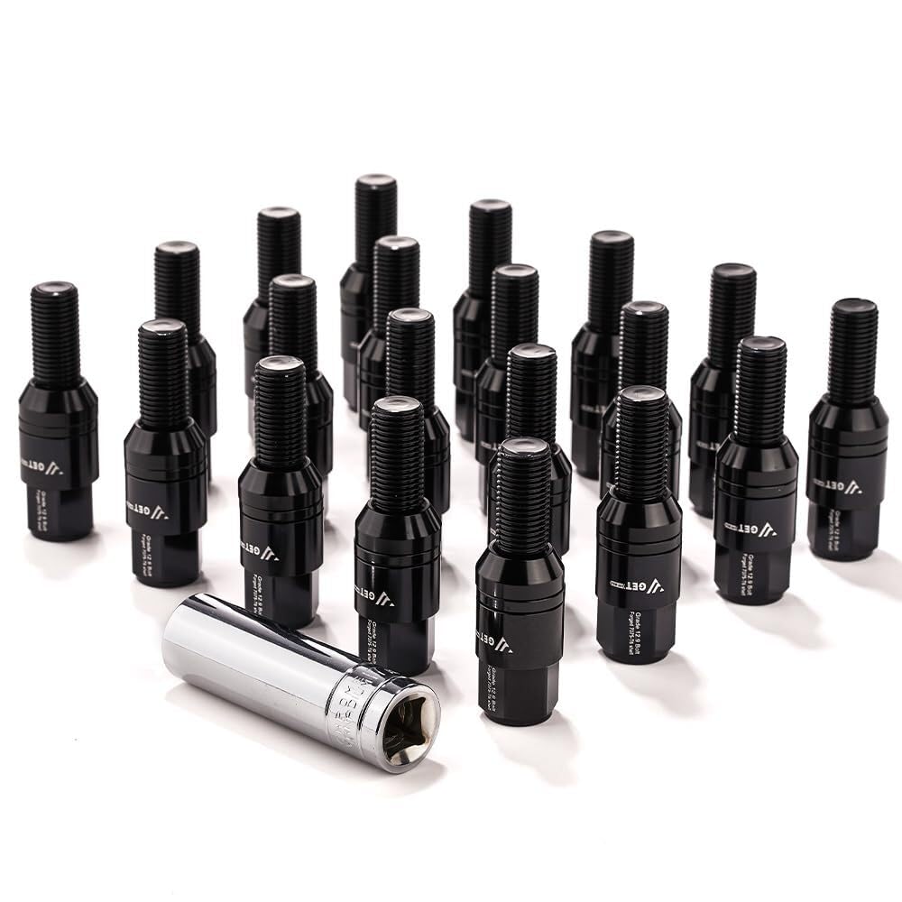 20x M14x1.5 Wheel Lug Bolt Set 28mm Shank Ball for SEAT Studs for Audi for VW for for Benz Black