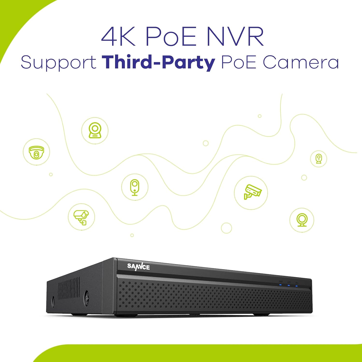 SANNCE 4K POE Security Camera System - 8CH 8MP NVR Recorder with 4PCS 5MP Outdoor Bullet Surveillance Cameras, Power Over Ethernet, Easy Mobile Access with APP Alert(2TB HDD)