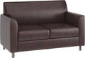Flash Furniture Hercules Diplomat Side Reception Loveseat with Chrome Legs, Lobby Chair with Cushions and Flared Arms, Brown LeatherSoft