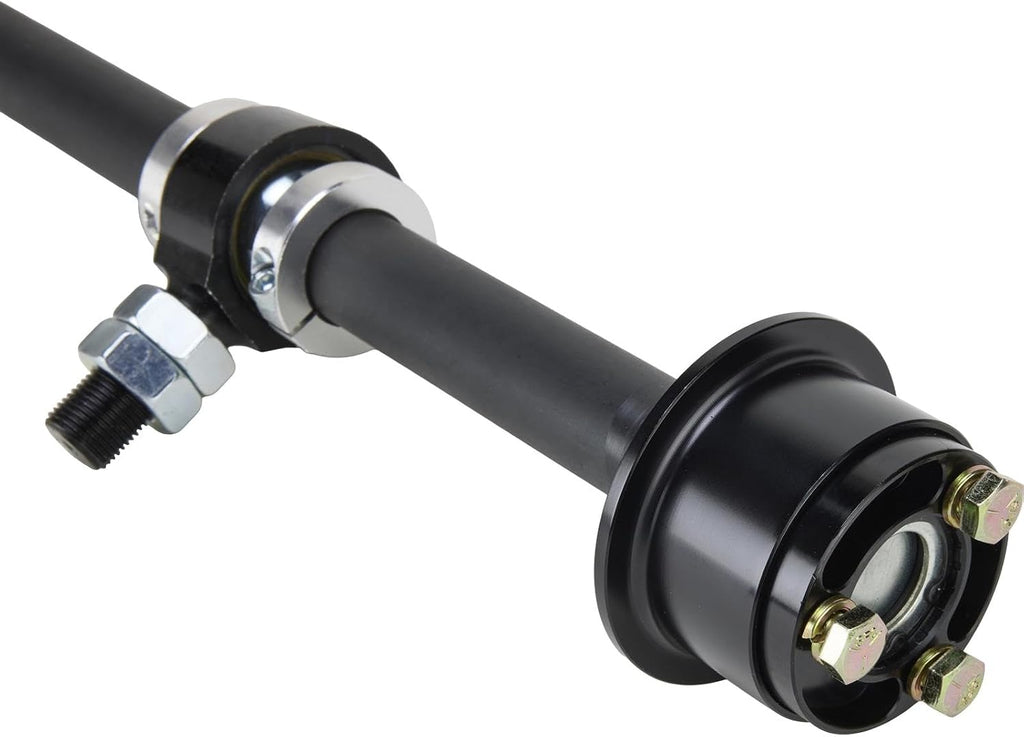 Collapsible Steering Column Adjustable 22.5 to 32 Inches with 3/4-20 Splined Output, Quick Release 3-Bolt Wheel Hub, Universal Heim Support Mount, In a Black Finish