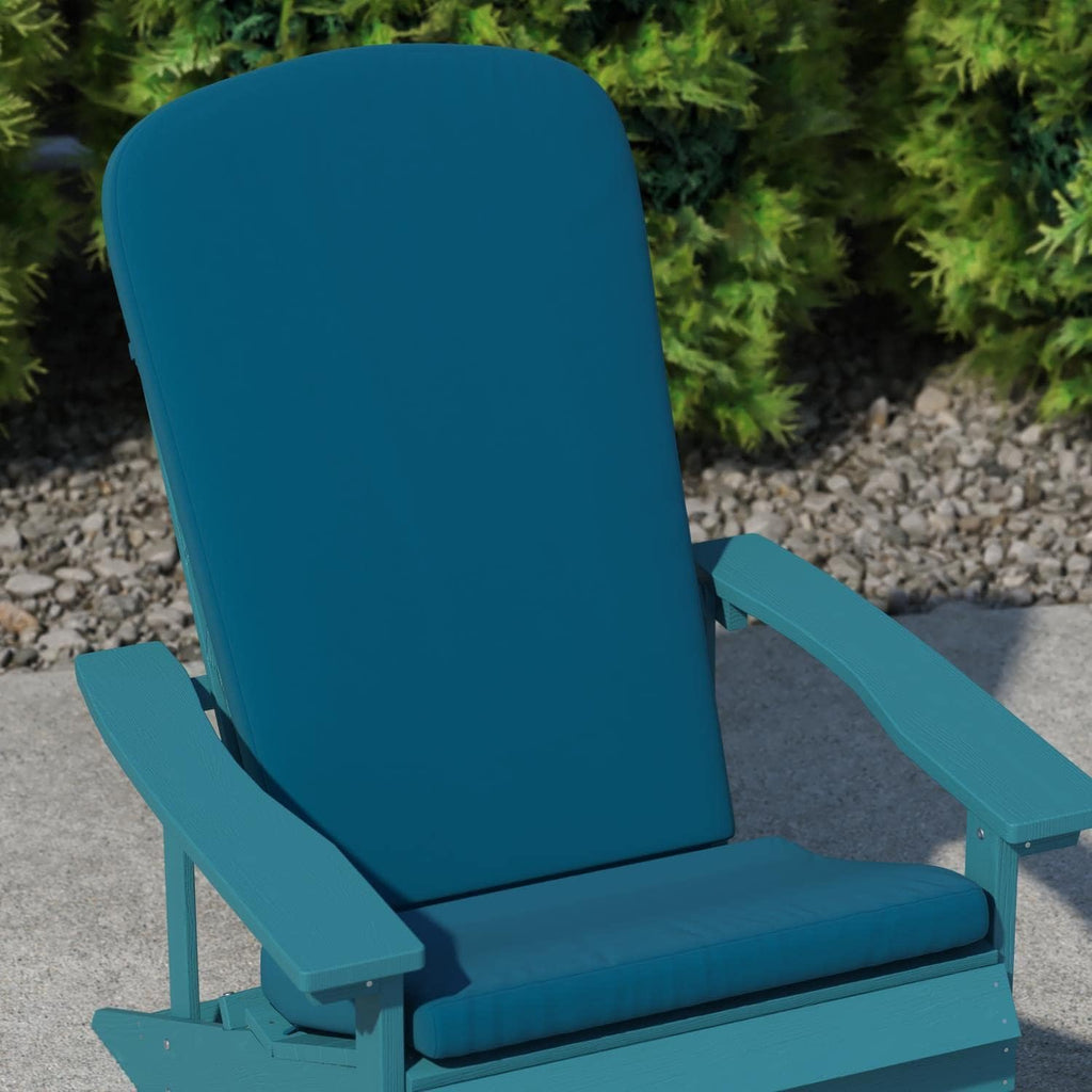 Flash Furniture Charlestown Set of 2 Adirondack Chair Cushions - Teal Fabric Cushions - 2' Thick Padding - Indoor/Outdoor - Patio Chair Replacement Cushions