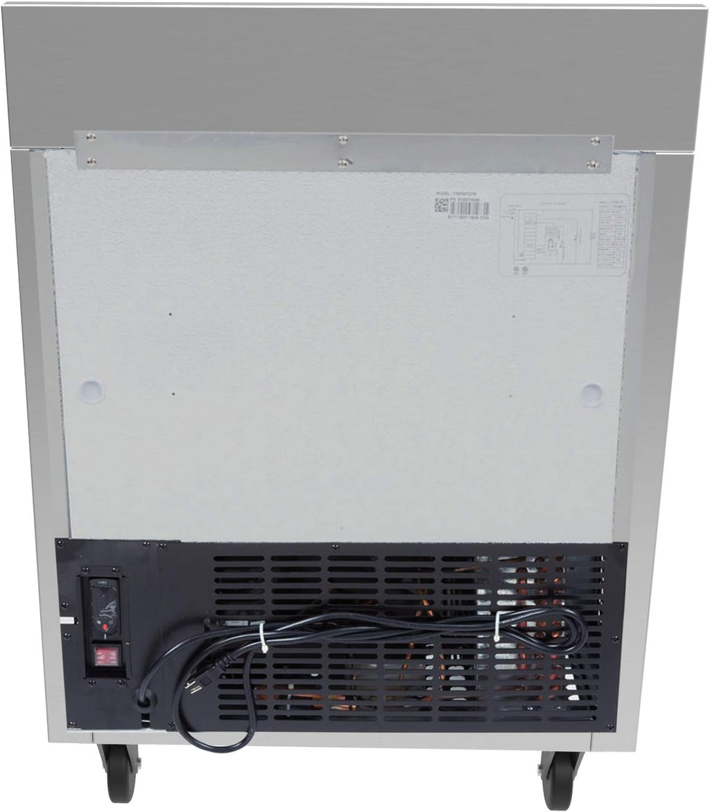 KoolMore 27' Stainless Steel Worktop Commercial Refrigerator with 3 1/2 Backsplash - 6.3 cu.ft, RWT-1D-6C