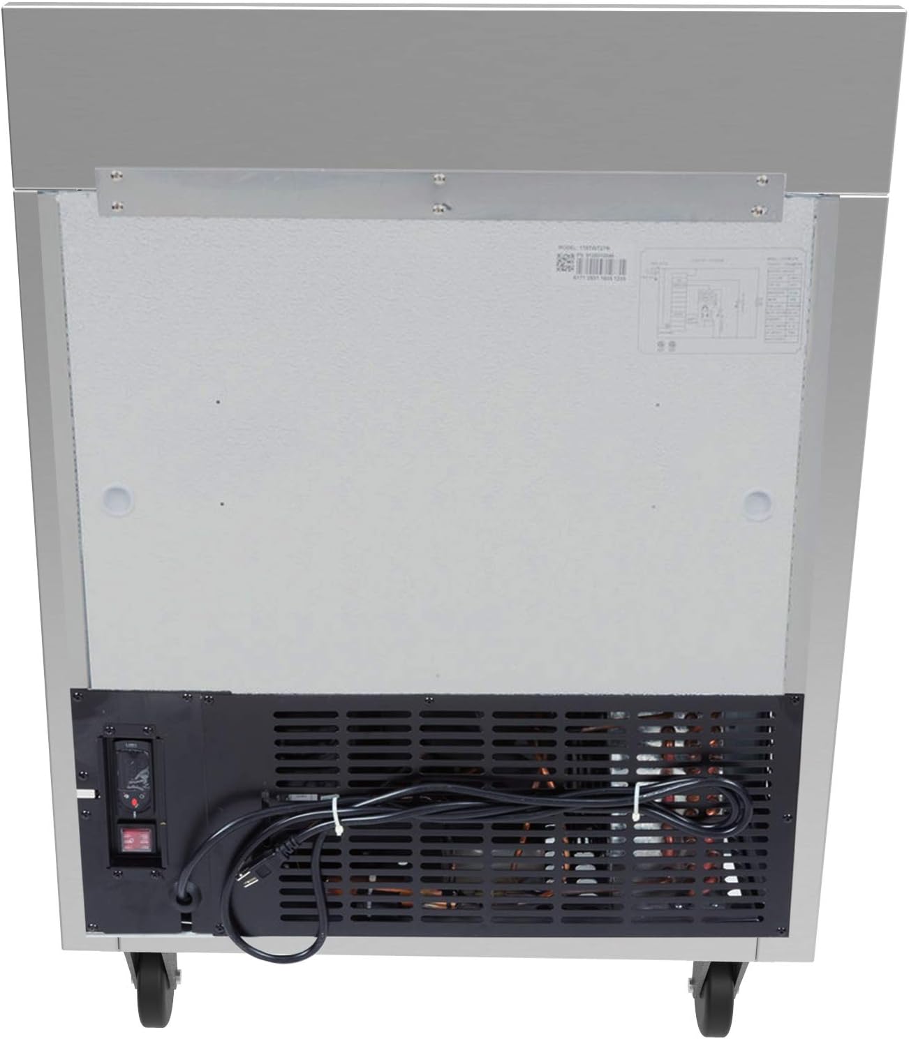 KoolMore 27' Stainless Steel Worktop Commercial Refrigerator with 3 1/2 Backsplash - 6.3 cu.ft, RWT-1D-6C