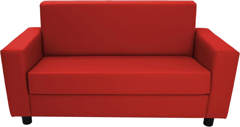 Factory Direct Partners SoftScape Inspired Playtime Classic Reading Sofa, Children's Commercial-Grade Upholstered Furniture for Home, Daycare, Preschool, Library Comfy Modern Design - Red, 14473-RD