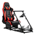 Marada Flight Sim Cockpit with Red Seat and Racing Wheel Stand for Driving and Flight Simulator Fit for Thrustmaster HOTAS Warthog, for Logitech Adjustable |Throttle,Joystick,Keyboard not Included