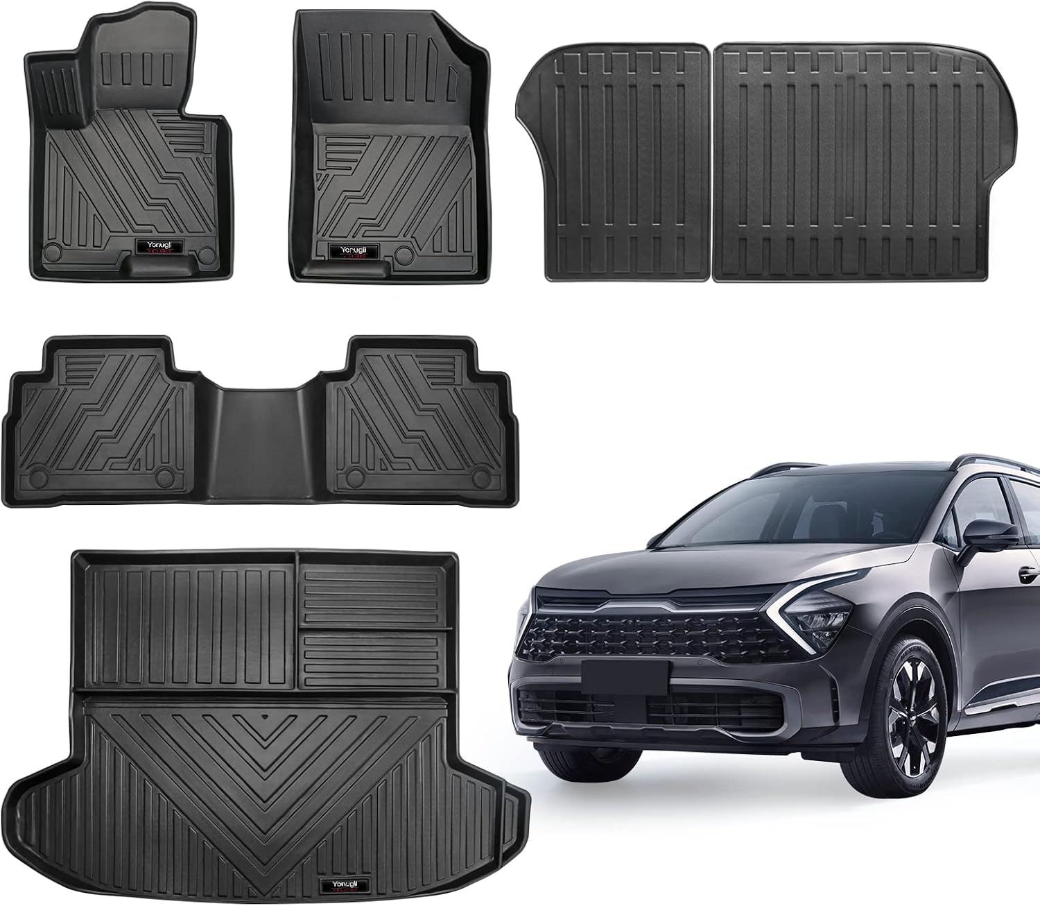 Custom for 2023 2024 2025 Kia Sportage Floor Mats Cargo Liner and Backrest Mats All Weather TPE Protection for Kia Sportage Accessories (Fit All Models)