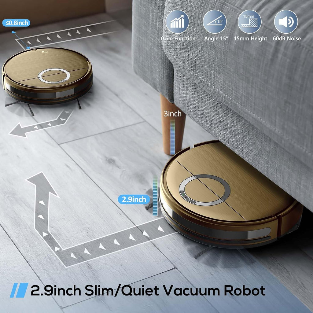 Robot Vacuum, 2 in 1 Robot Vacuum and Mop Combo for Pet Owners: Strong Suction, Anti-Tangle Brushless Inlet, Picks Up Dog & Cat Hair, Wet Mopping Removes Paw Prints, Auto-Recharge with Schedule