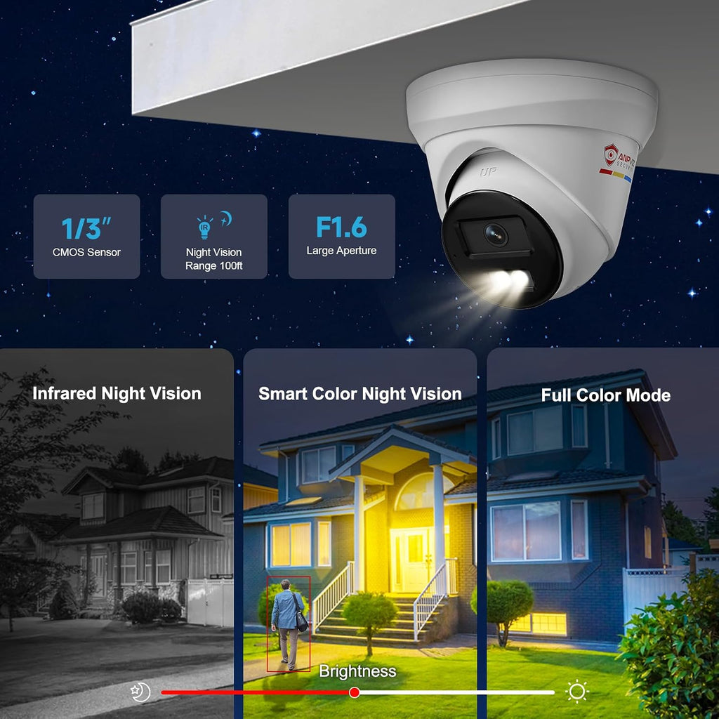 Anpviz 16CH 4K PoE Security Camera System Commercial, 16pcs H.265+ Wired 8MP IP Cameras Outdoor with Mic, Smart Color Night Vision, 12MP/8MP 16Channel PoE NVR with 4TB HDD for 24/7 Recording（H Series）