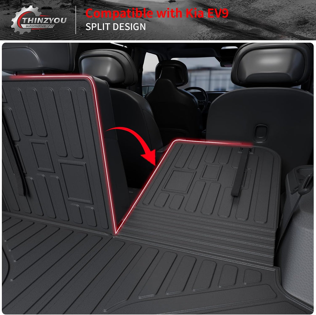 Floor Mats Compatible with 2024 2025 2026 Kia EV9 6&7 Seats Cargo Liner Cargo Mat Trunk Mat Trunk Liner Back Seat Cover Protector EV9 Accessories (Floor Mats+Trunk Mat with Backrest Mat)