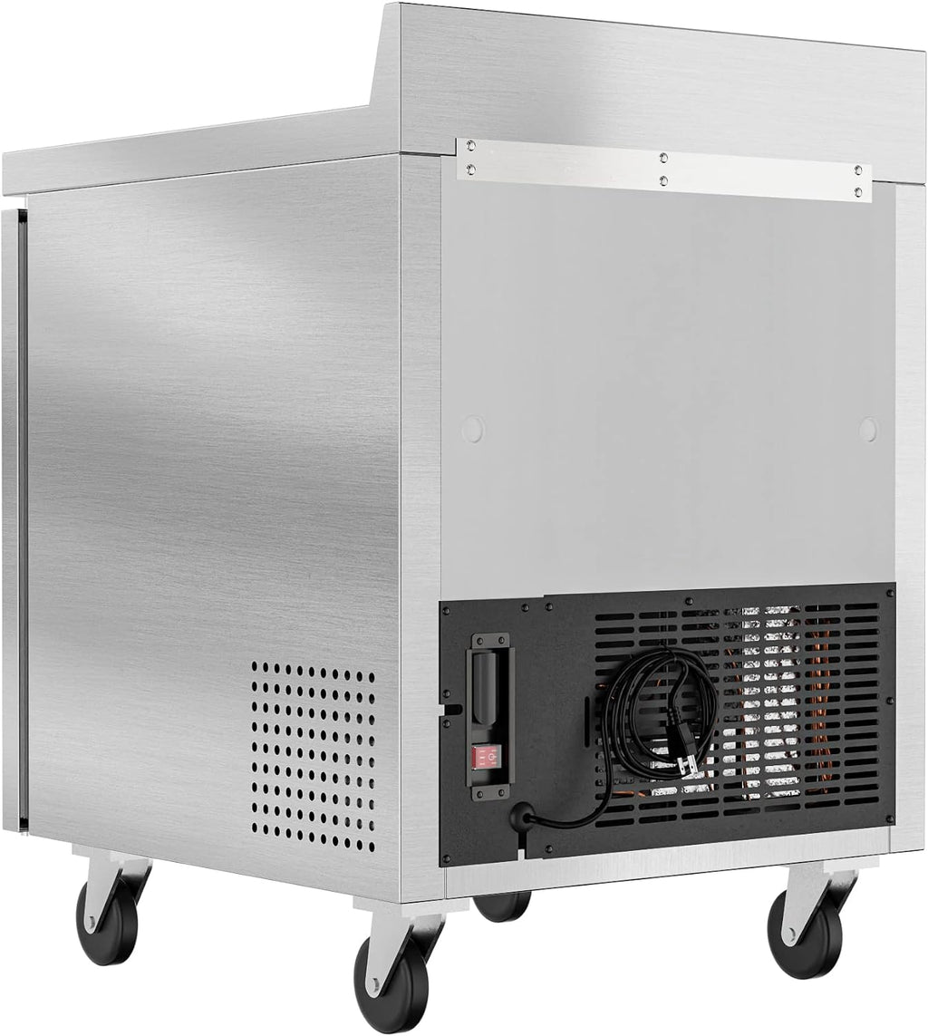 KoolMore 27' Stainless Steel Worktop Commercial Freezer with 3 1/2' Backsplash - 6.3 cu.ft