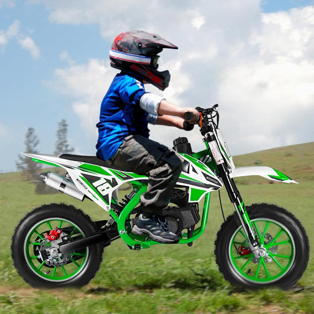 49cc 2-Stroke Kids Dirt Bike, Gas Power Motocross, Off Road Mini Motorcycle, Pocket Motorbike with Front Rear Disc Brakes, Racing Max Speed 30KM/H (Red)