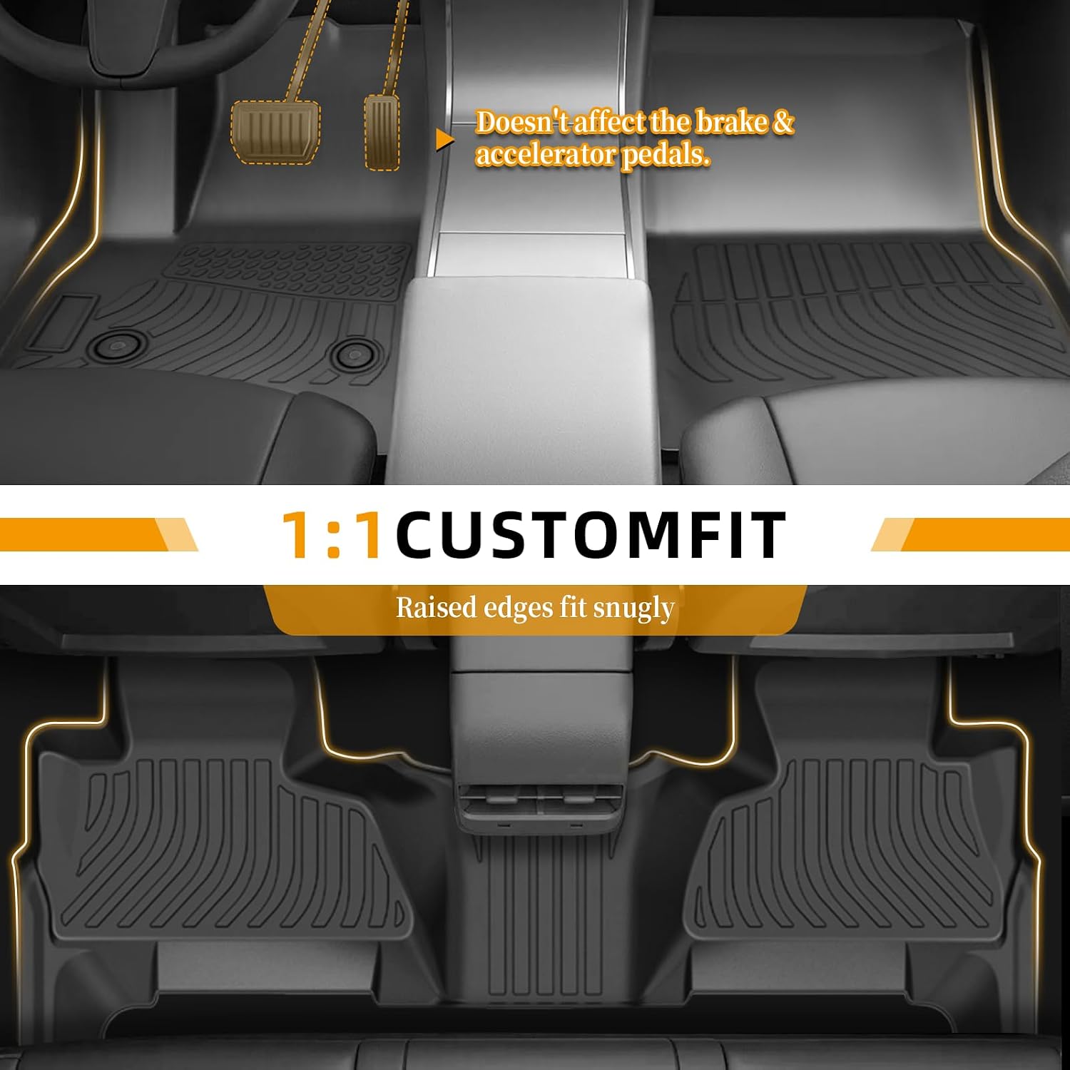 Floor Mats for Chevy Suburban 2015-2020, for GMC Yukon XL(with 2nd Row Bench), 7 Seats, 1st & 2nd & 3rd Row &Cargo Mat, TPE Non-Slip Waterproof Summer Winter Chevrolet Suburban Car Accessories