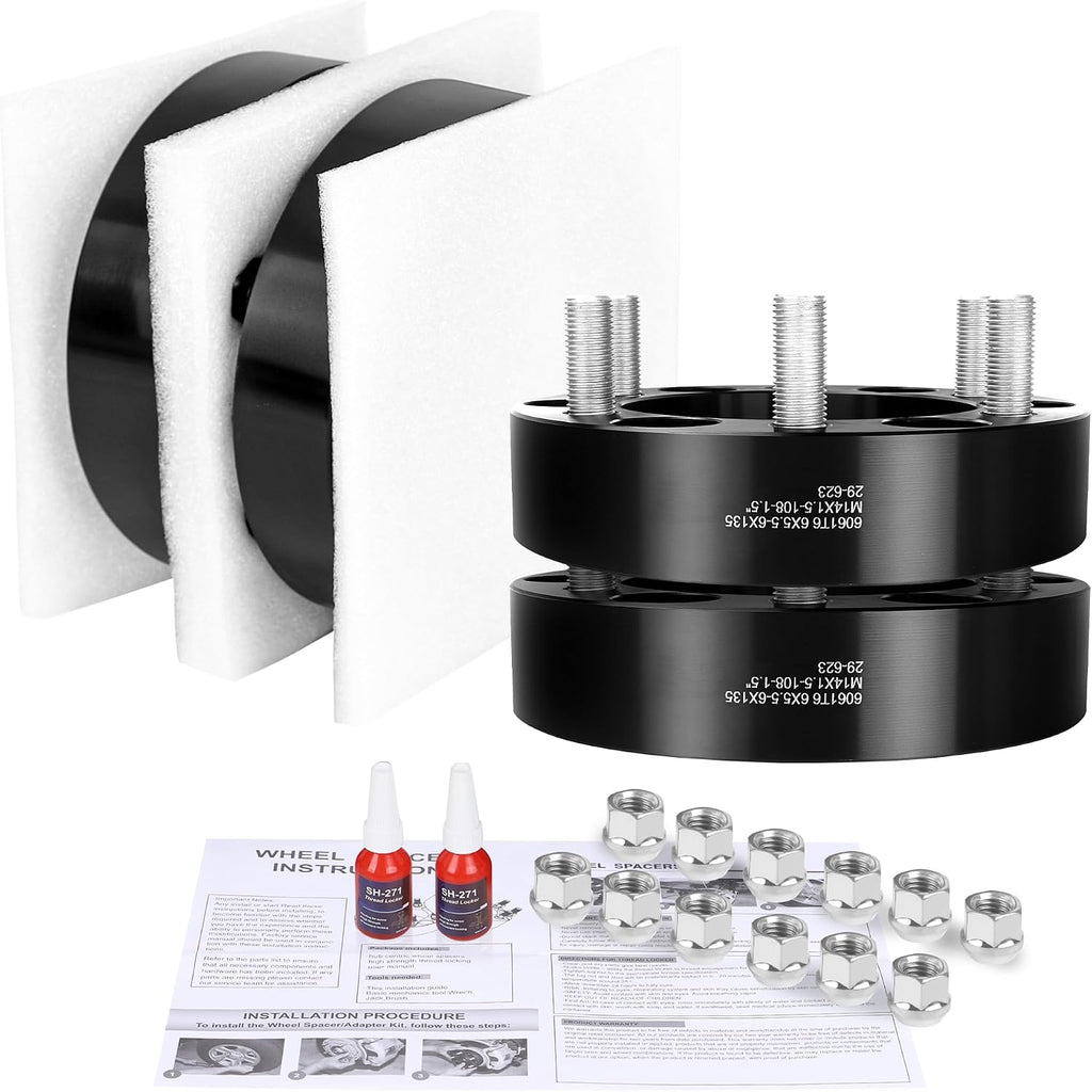 YIZBAP 6x5.5 to 6x135 Wheel Adapters for F150 Wheels on 4Runner Vehicle, 1.5 inch 6x139.7mm to 6x135mm Wheel Adapter 108mm Hub Bore with M14x1.5 Studs
