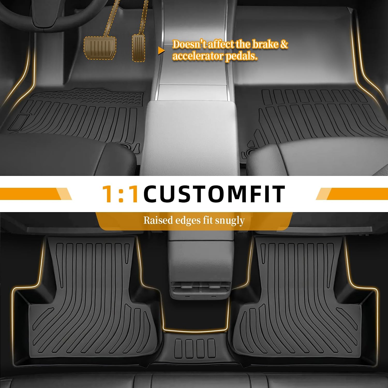 Floor Mats for VW Atlas 2018-2026, for Volkswagen Atlas TPE Floor Mats, ONLY 7 Bench Seats, NOT for Cross Sport, Non-Slip Waterproof Front& Rear& 3rd Row & Cargo & Backrest Mats