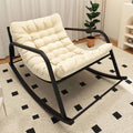 Patio Rocking Chairs, Egg Chair Outdoor, Indoor Papasan Chair, Upholstered Glider Rocker Chair, Modern Rocking Chair, Comfy Side Chair for Living Room Bedroom Garden,White