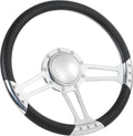 14'' Billet Trinity Half Wrap 9 Bolts Steering Wheel with 2'' Dish and Horn Button (Carbon Vinyl)