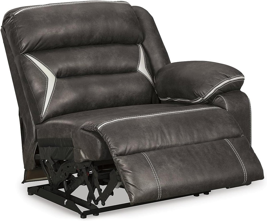 Signature Design by Ashley Kincord Sectional Sofa with Power Recliners, Zero Wall Modern Sectionals in Faux Leather for Living Room Seating, Black Leather