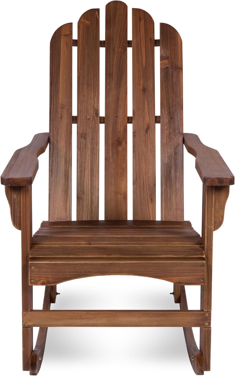 Shine Company Marina Adirondack Porch Rocker, Indoor Outdoor Wood Rocking Chair, Oak
