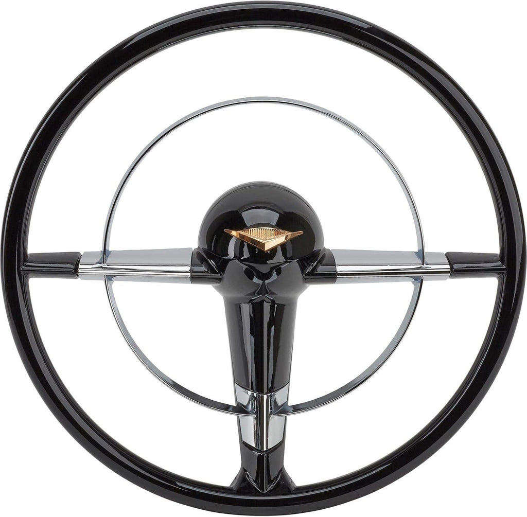 Speedway Motors 1955-56 Chevy Car 15' Steering Wheel, Easy Install, Fits Original Column & Components, Chrome Finish, Enhanced Interior Space, Black Finish (Paintable), Ideal for Driver Projects