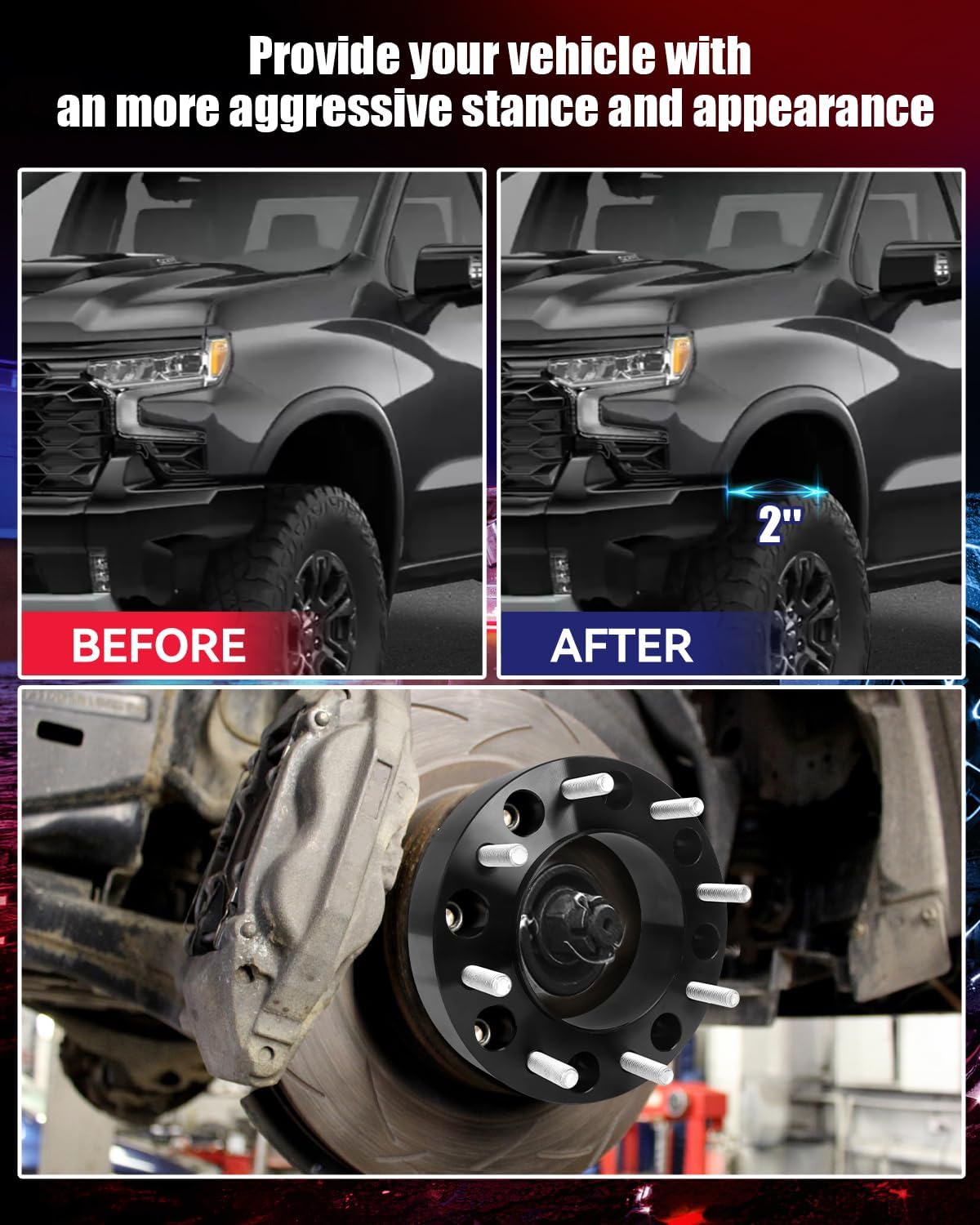 FLYCLE 8x210 Front Wheel spacers 2 inch for 2011-2025 Silverado 3500 HD DRW, 2011-204 GMC Sierra 3500 HD DRW, 8x210mm Hubcentric Wheel spacers 154.2mm Hub Bore with M14x1.5 for Front Wheels