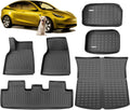 DEDC 6PCS Compatible with Tesla Model Y Floor Mat Full Set Mats Heavy Duty All-Weather Waterproof Protect Cargo Liner Accessories Fit for 5-Seater Model Y 2020-2024