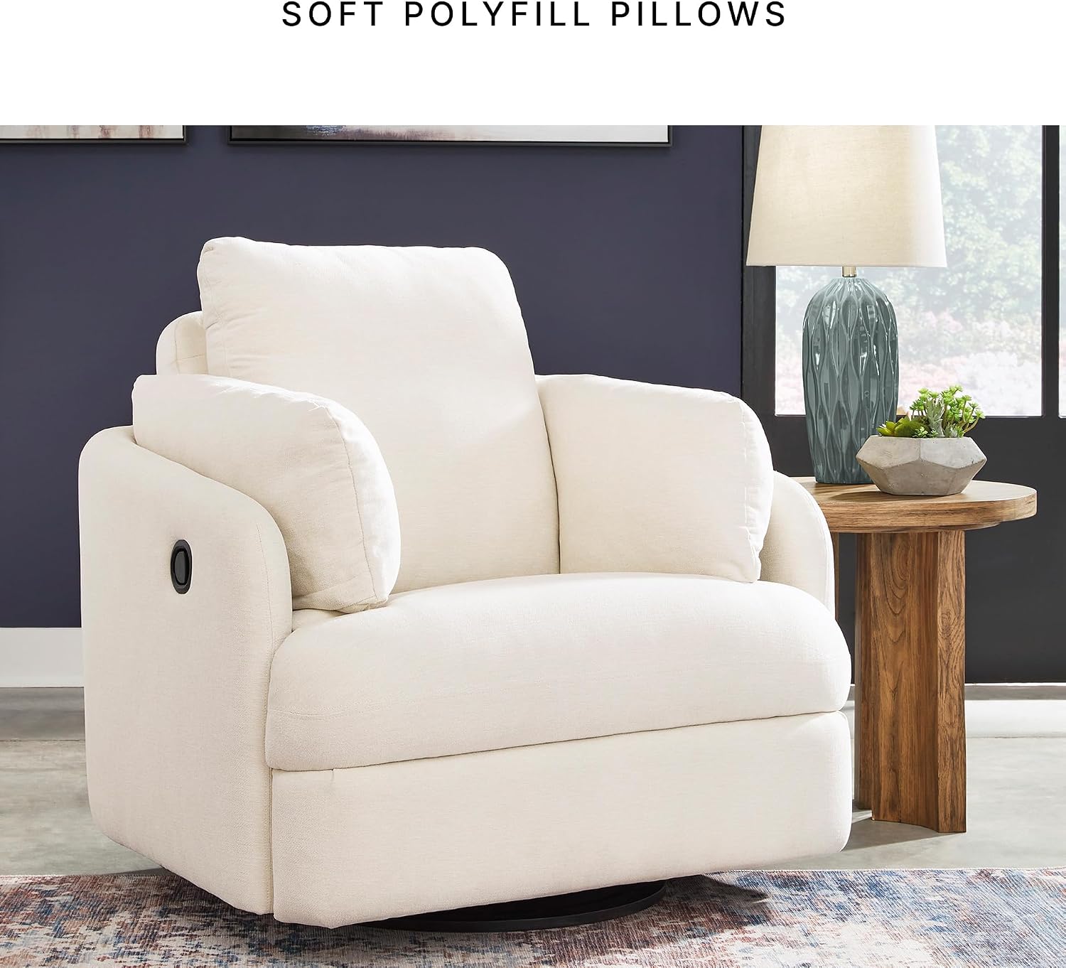 Signature Design by Ashley Modmax Coastal Press-Back Swivel Glider Rocker Recliner with Machine Washable Cover, Hidden Storage Compartments and 2 Bolster Pillows, Beige