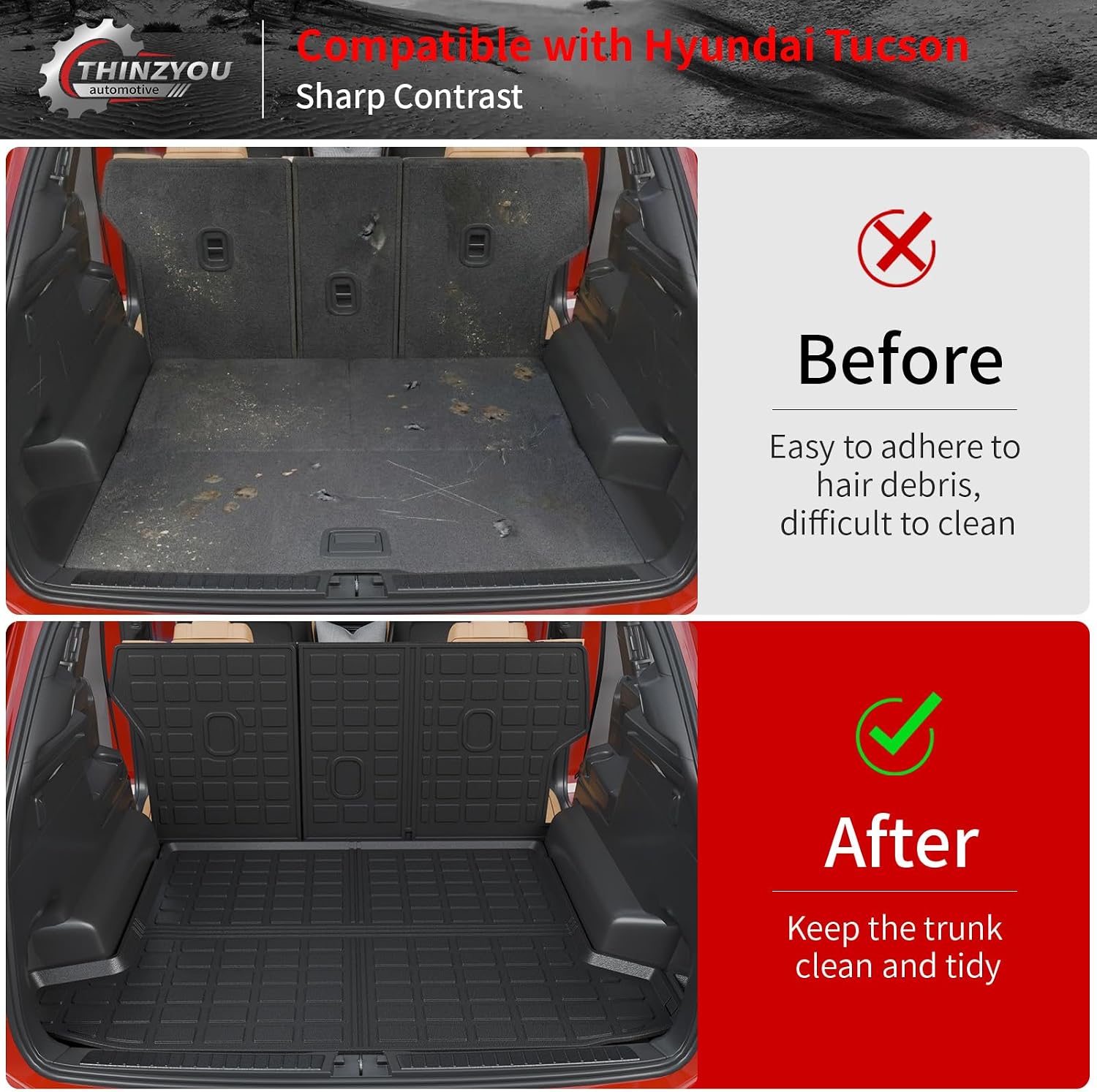 Floor Mats Compatible with 2022-2025 2026 Hyundai Tucson Trunk Mat Cargo Liner Cargo Mat TPE All Weather Back Seat Cover Protector 2024 Tucson Accessories(Floor Mats+Backrest Mats+Trunk Mat)