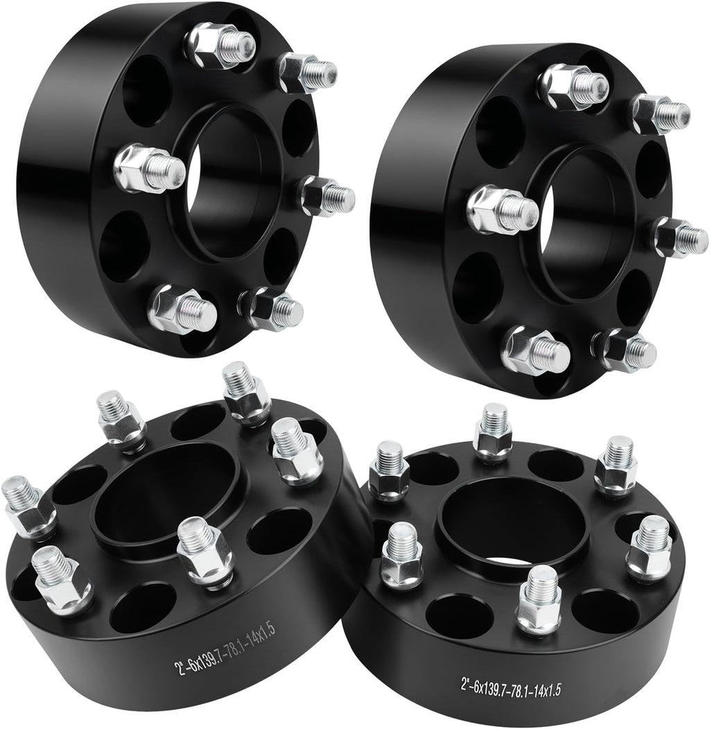 4Pcs 2 inch Hubcentric Wheel Spacers PCD 6x5.5 inch Center Bore 78.1mm with M14x1.5 Studs for 1999-2025 Silverado 1500/ Suburban/Avalanche/Express 1500, for Sierra/Yukon/Yukon XL