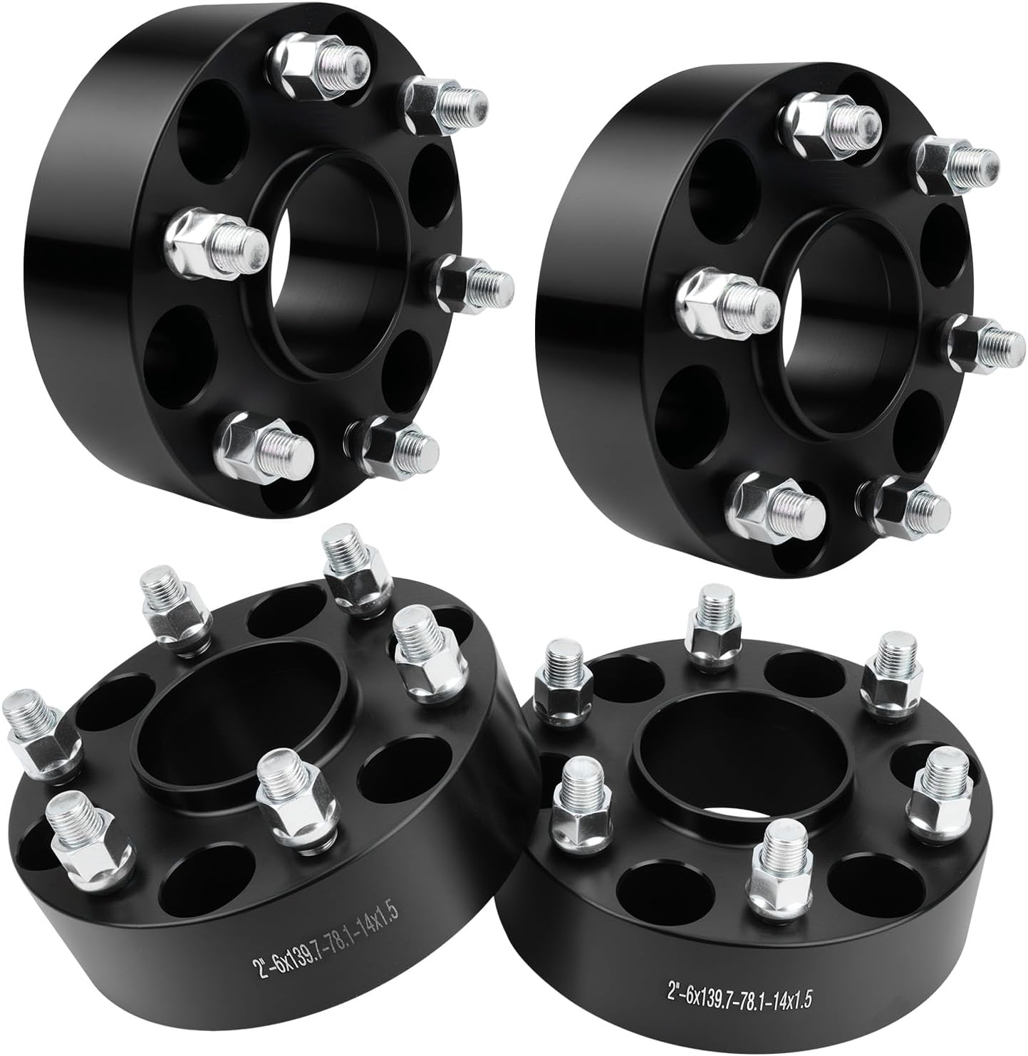 4Pcs 2 inch Hubcentric Wheel Spacers PCD 6x5.5 inch Center Bore 78.1mm with M14x1.5 Studs for 1999-2025 Silverado 1500/ Suburban/Avalanche/Express 1500, for Sierra/Yukon/Yukon XL
