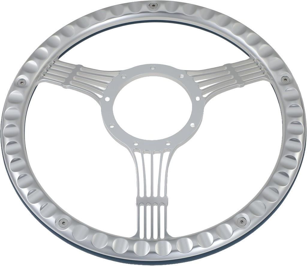 14'' Bonjo Billet Half Wrap 9 Bolts Steering Wheel with 2'' Dish and Horn Button (Walnut Wood)